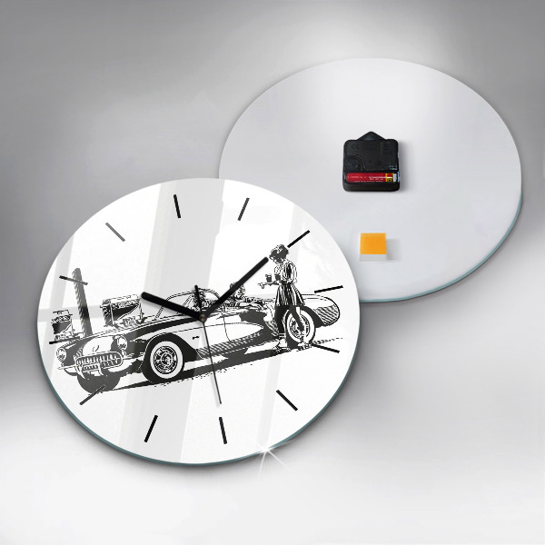 Round glass clock Retro Illustration
