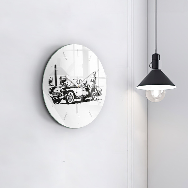 Round glass clock Retro Illustration