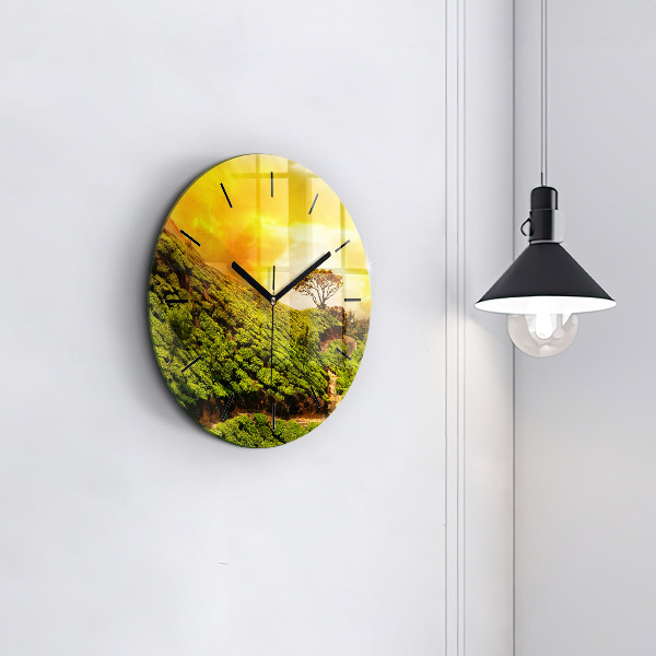 Round glass clock Tea Hill