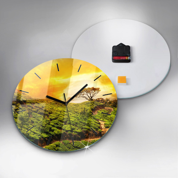 Round glass clock Tea Hill