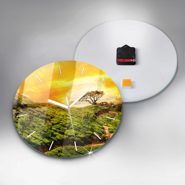 Round glass clock Tea Hill