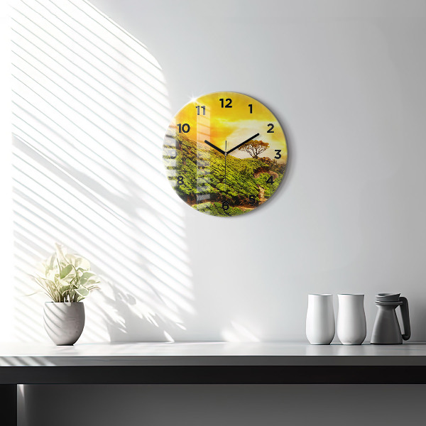 Round glass clock Tea Hill