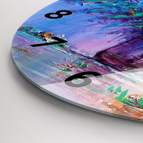Round glass clock Flowers in a vase