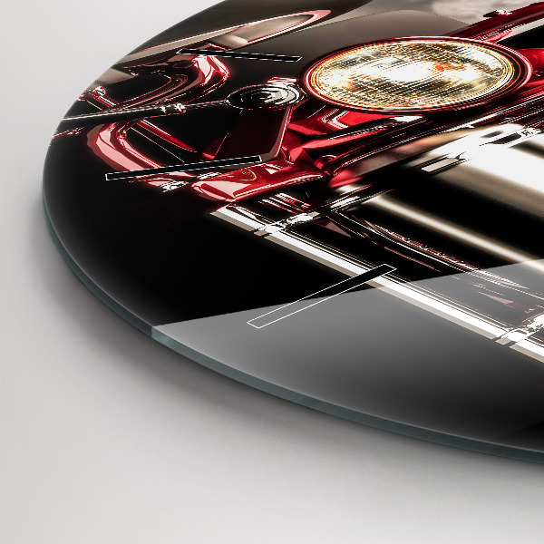 Round glass clock Old vintage car