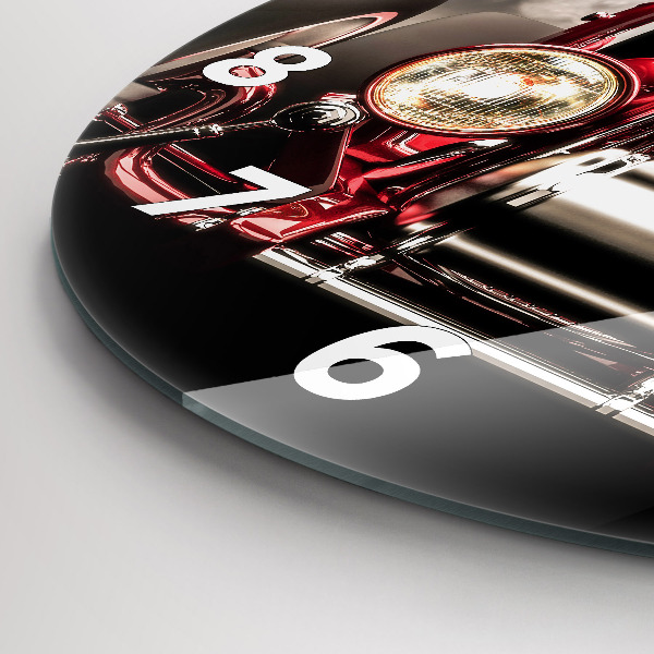 Round glass clock Old vintage car