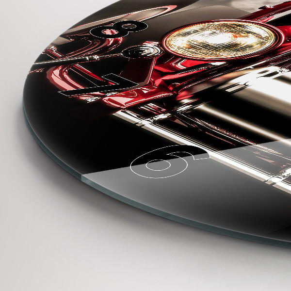 Round glass clock Old vintage car