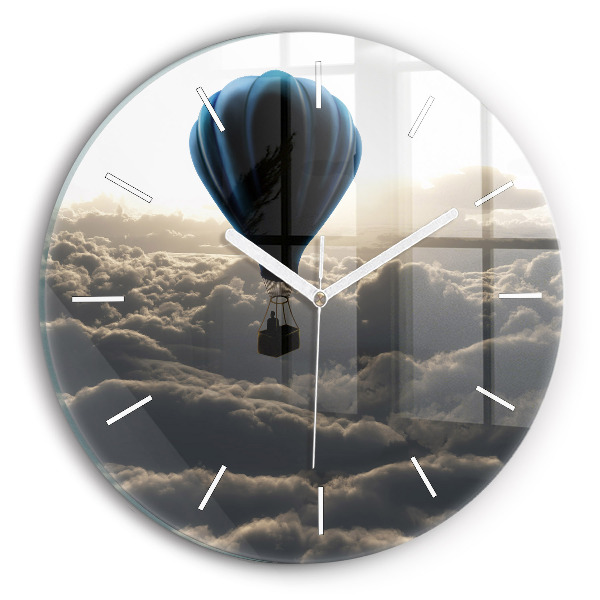 Round glass clock Balloon in the sky