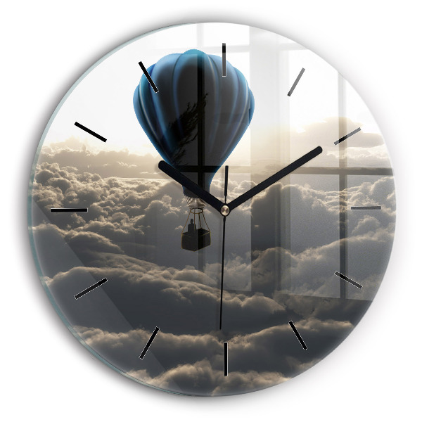 Round glass clock Balloon in the sky