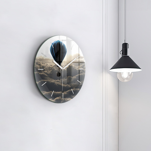 Round glass clock Balloon in the sky