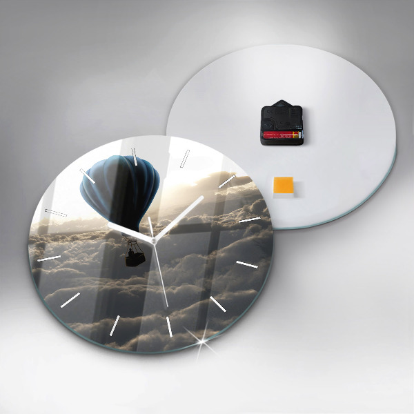Round glass clock Balloon in the sky