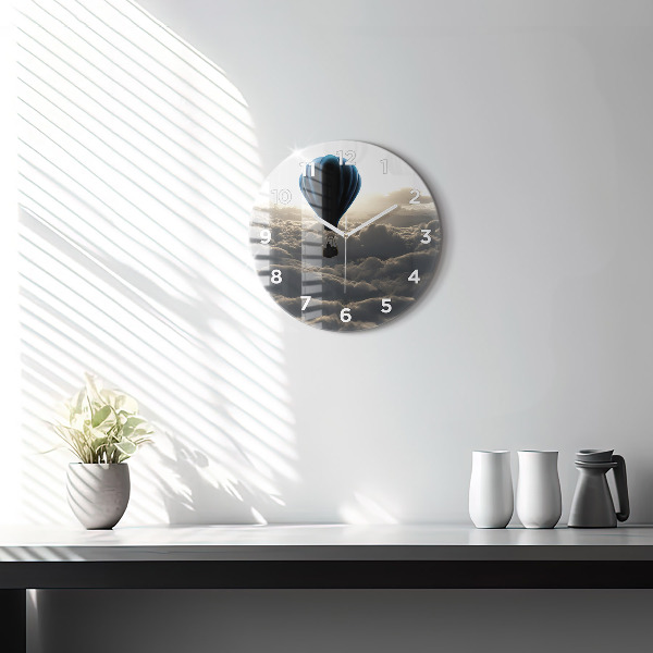 Round glass clock Balloon in the sky