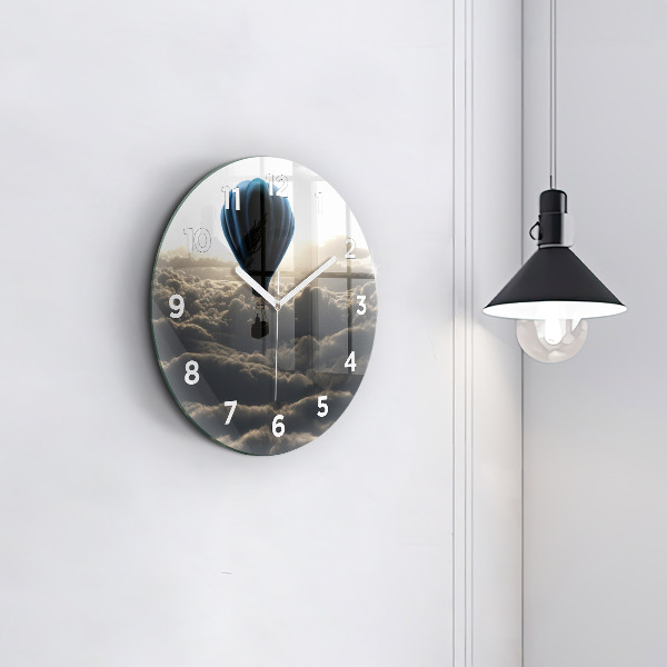 Round glass clock Balloon in the sky