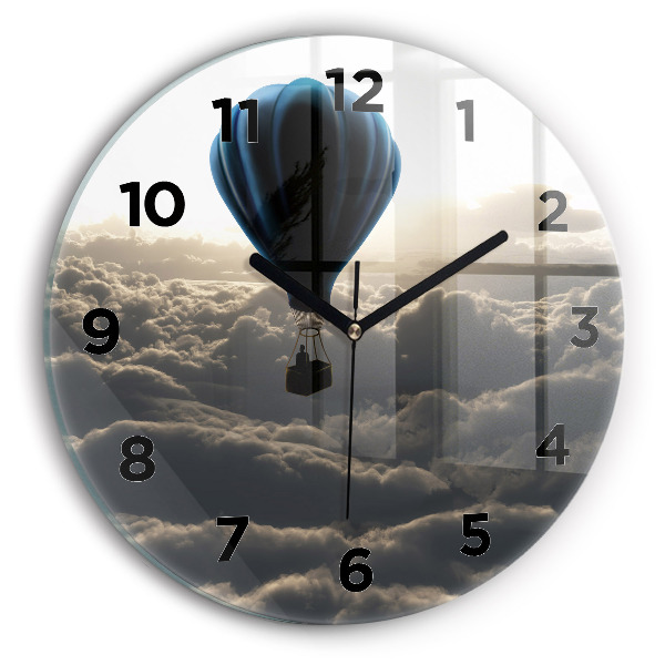 Round glass clock Balloon in the sky
