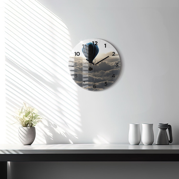 Round glass clock Balloon in the sky