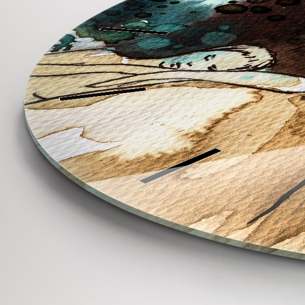 Round glass clock Abstraction Woman