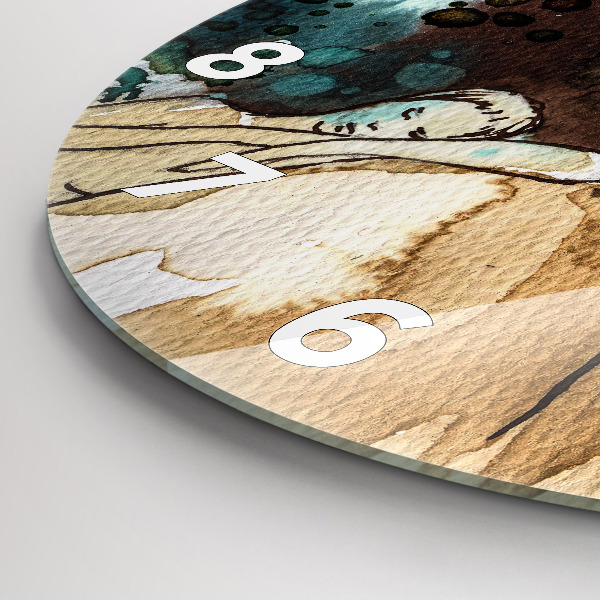 Round glass clock Abstraction Woman