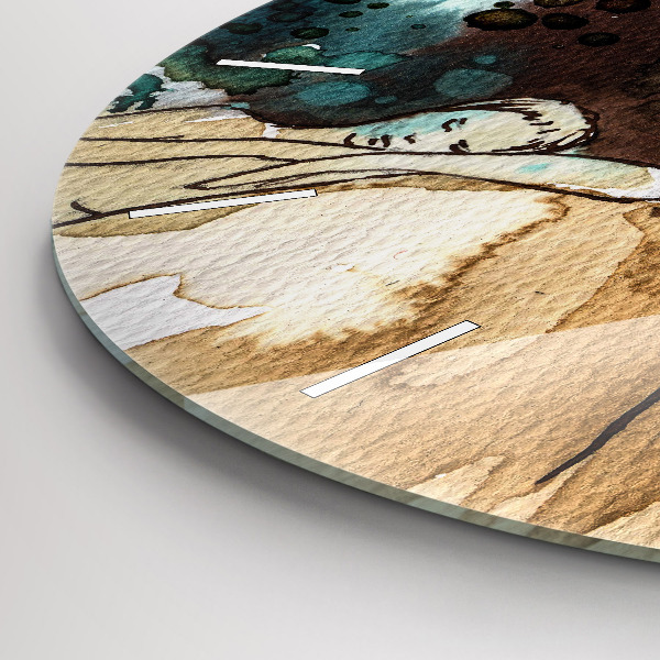 Round glass clock Abstraction Woman