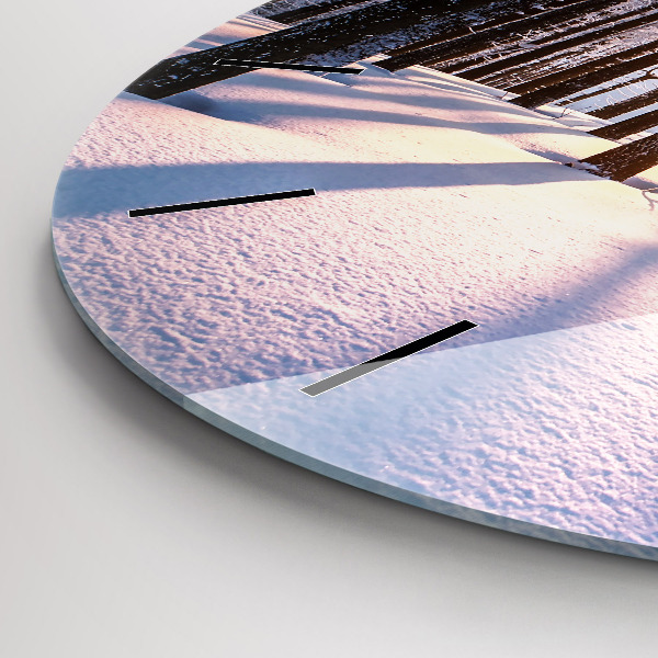 Round glass clock Sunset Forest