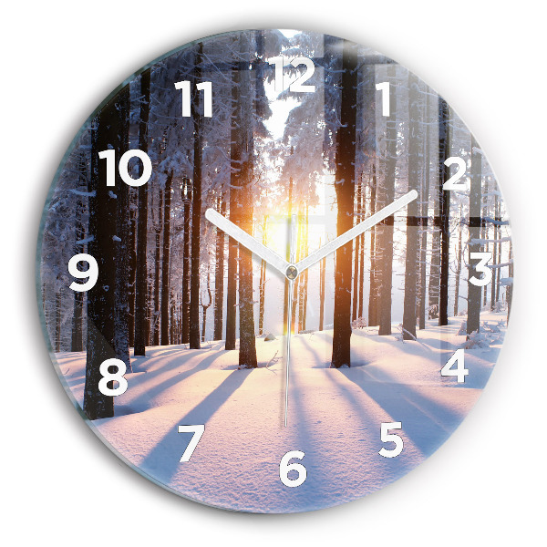 Round glass clock Sunset Forest