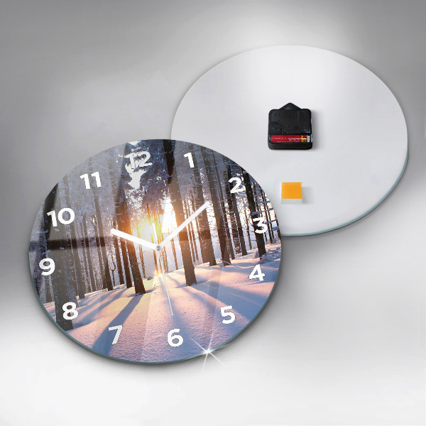 Round glass clock Sunset Forest