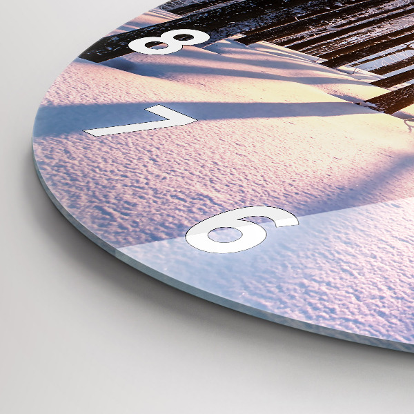 Round glass clock Sunset Forest