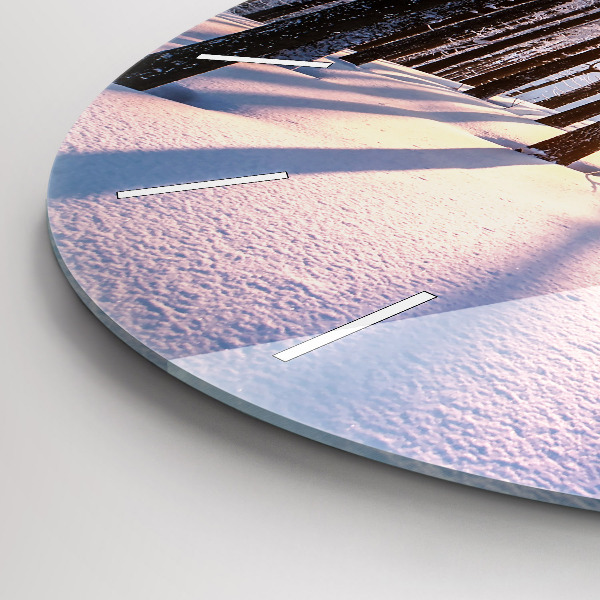 Round glass clock Sunset Forest