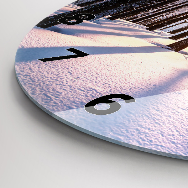 Round glass clock Sunset Forest