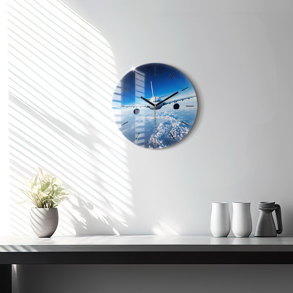 Round glass clock Cloud Plane