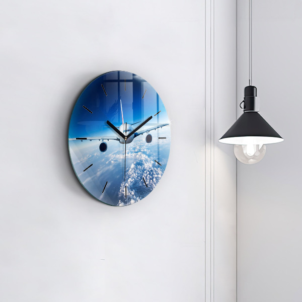 Round glass clock Cloud Plane