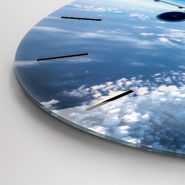 Round glass clock Cloud Plane