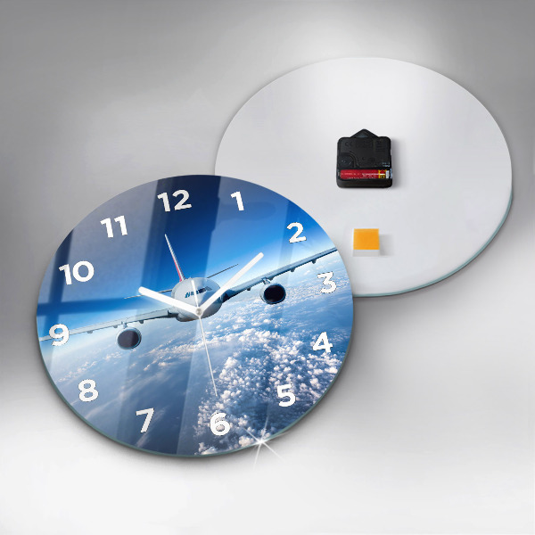 Round glass clock Cloud Plane