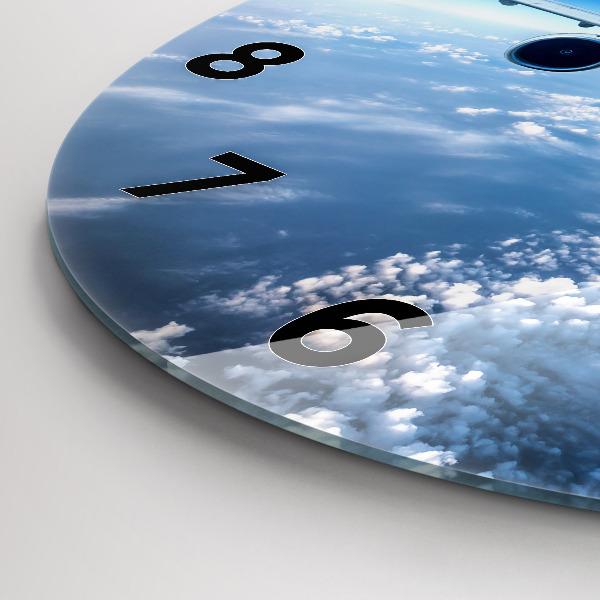 Round glass clock Cloud Plane