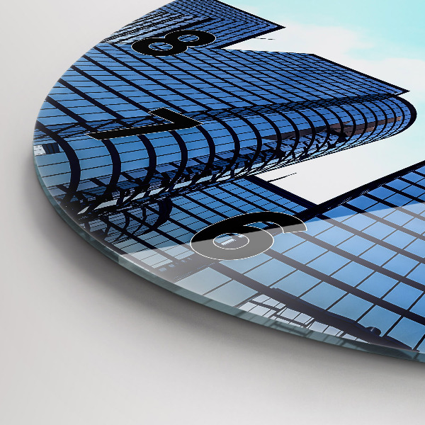 Round glass clock Airplane over buildings