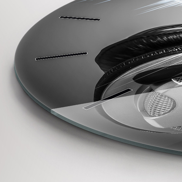 Round glass clock Microphone and Headphones