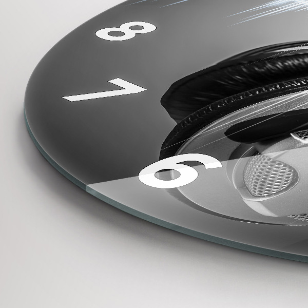 Round glass clock Microphone and Headphones