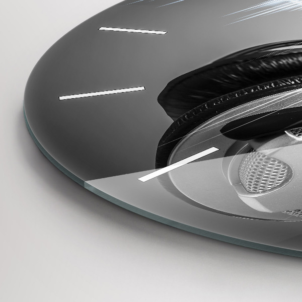 Round glass clock Microphone and Headphones