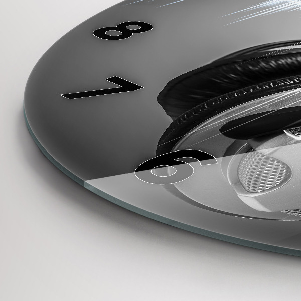 Round glass clock Microphone and Headphones