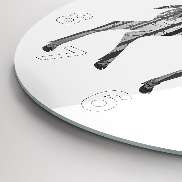 Round glass clock Silhouette of a deer Forest