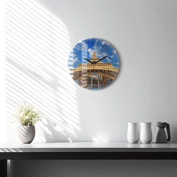 Round glass clock France Eiffel Tower