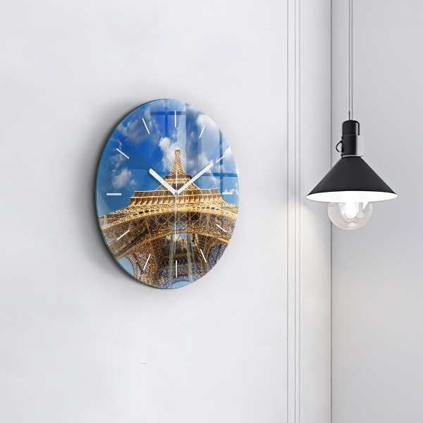 Round glass clock France Eiffel Tower
