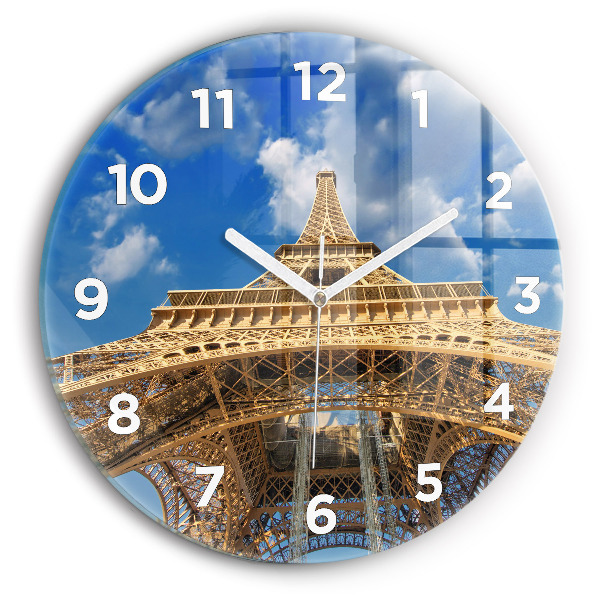 Round glass clock France Eiffel Tower