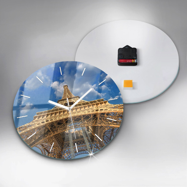 Round glass clock France Eiffel Tower