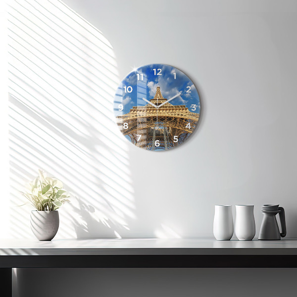 Round glass clock France Eiffel Tower