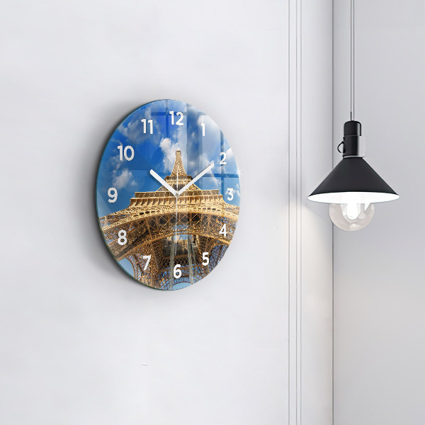 Round glass clock France Eiffel Tower