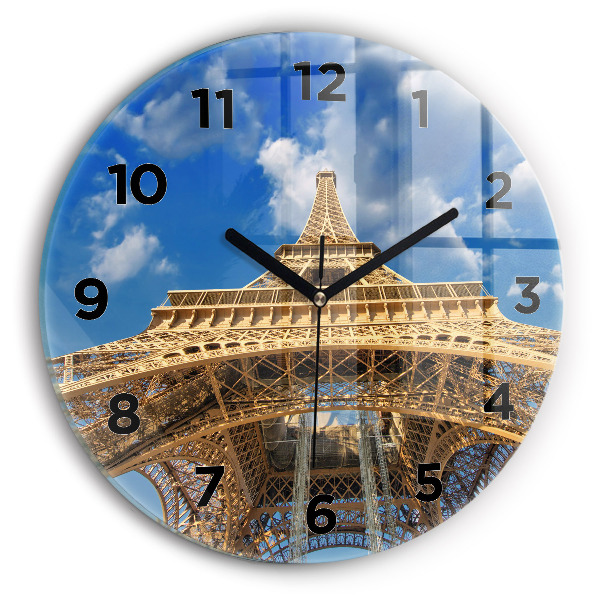 Round glass clock France Eiffel Tower