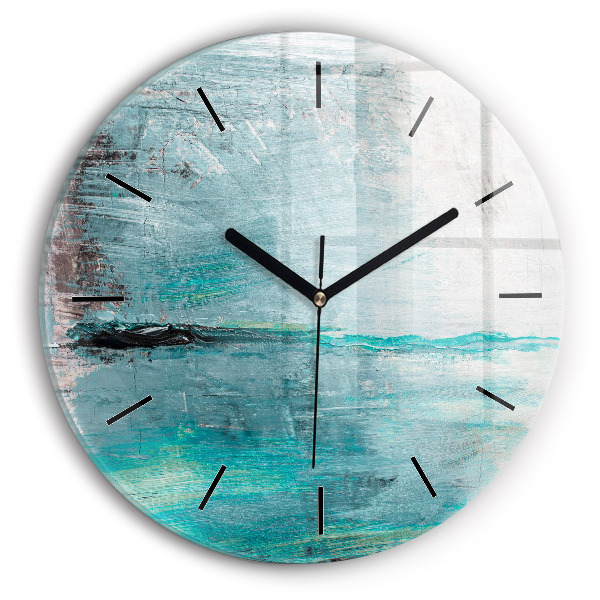 Round glass clock Oil texture abstract