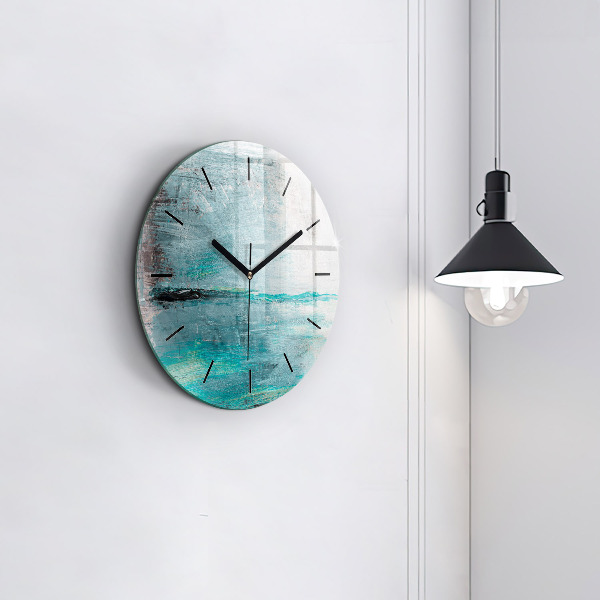 Round glass clock Oil texture abstract