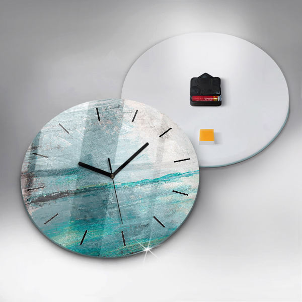 Round glass clock Oil texture abstract