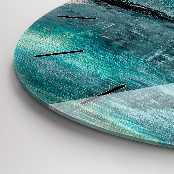 Round glass clock Oil texture abstract
