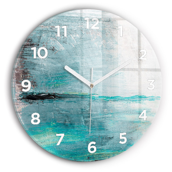 Round glass clock Oil texture abstract